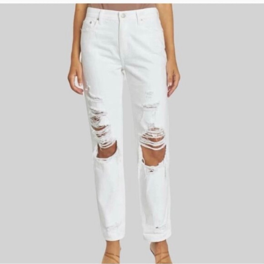 Pistola white ripped high rise jeans